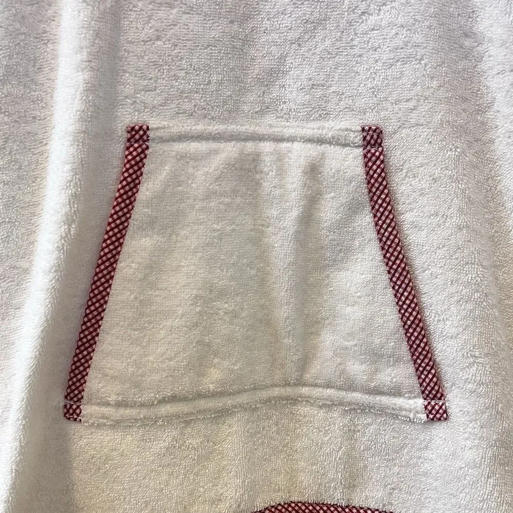 3 Marthas Hooded Terry Swim Cover Up White Red Gingham Seersucker Size 5-6 NWT